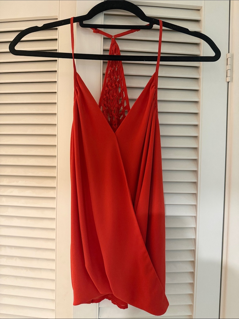 Naked Zebra Red Sleeveless Surplice Mini Dress